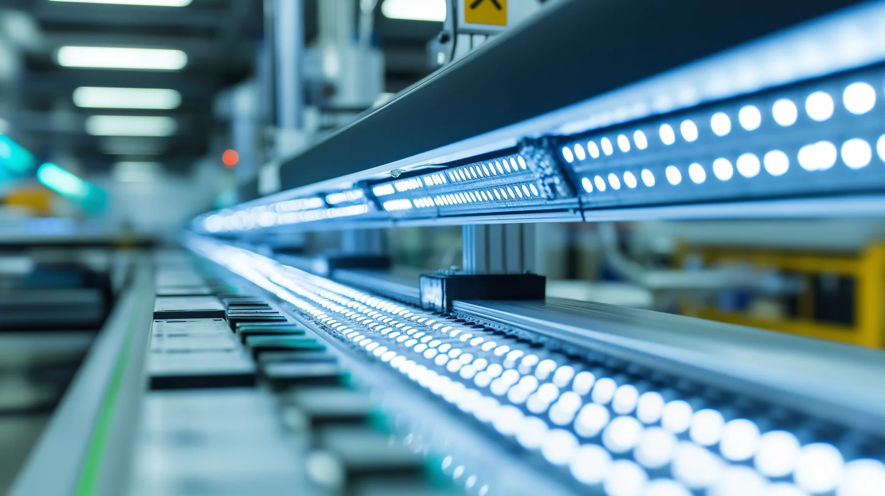 Clean modern LED luminaire production line.