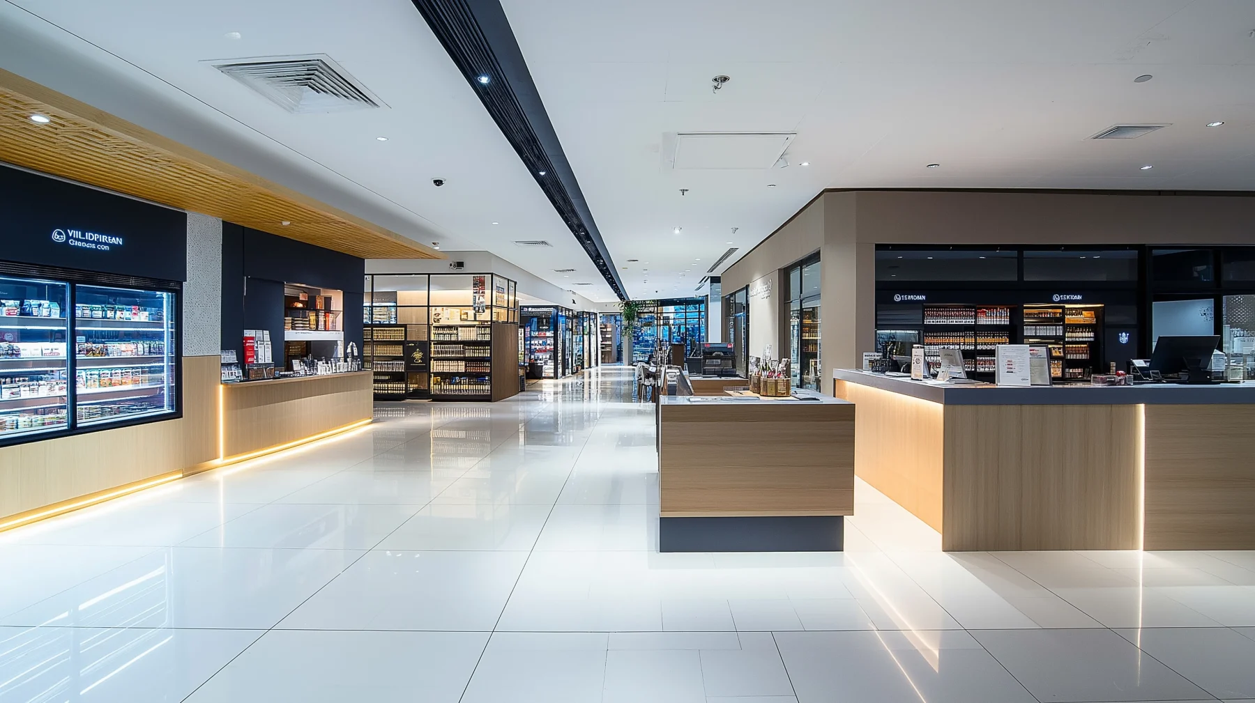 Bright modern retail interior with an upgraded, efficient LED lighting scheme.