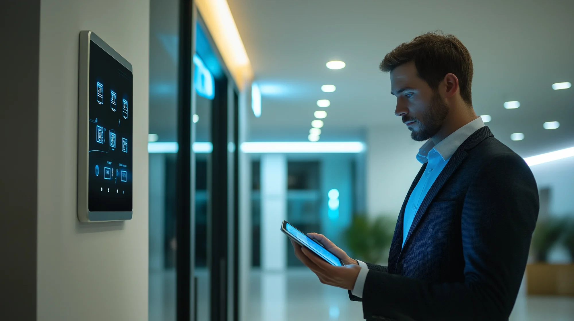 Smart, connected lighting in use.